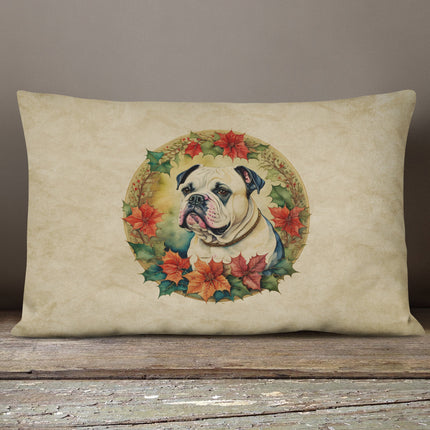 American Bulldog Christmas Flowers Throw Pillow-3