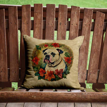 American Bulldog Christmas Flowers Throw Pillow-1