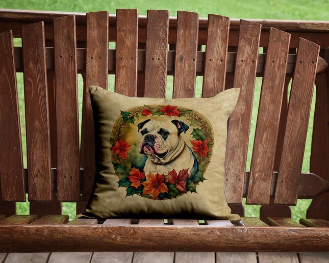 American Bulldog Christmas Flowers Throw Pillow-1