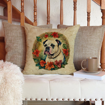 American Bulldog Christmas Flowers Throw Pillow-2