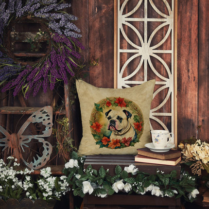 American Bulldog Christmas Flowers Throw Pillow-3