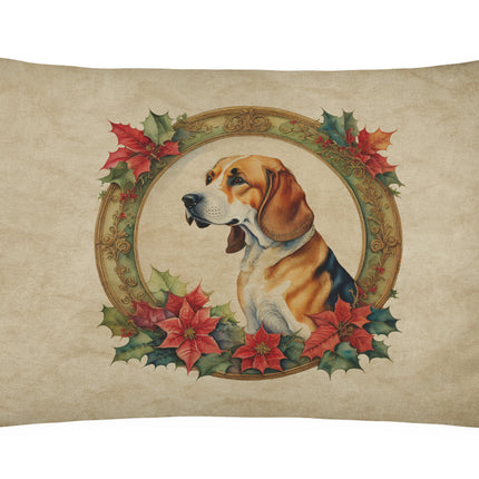 American Foxhound Christmas Flowers Throw Pillow-0