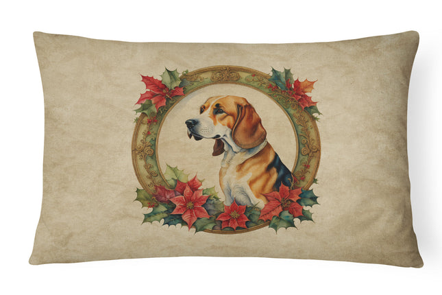American Foxhound Christmas Flowers Throw Pillow-0