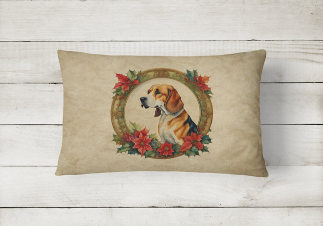 American Foxhound Christmas Flowers Throw Pillow-1