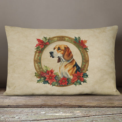 American Foxhound Christmas Flowers Throw Pillow-3