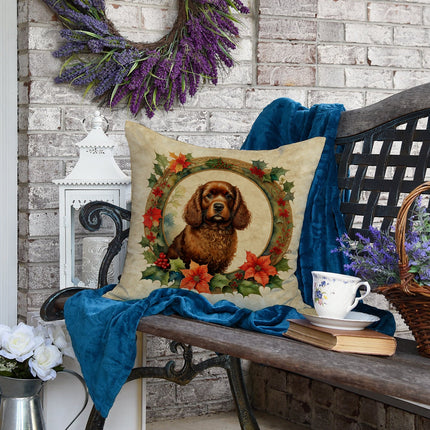 American Water Spaniel Christmas Flowers Throw Pillow-3