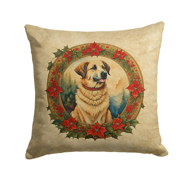 Anatolian Shepherd Dog Christmas Flowers Throw Pillow-0