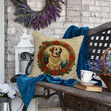 Anatolian Shepherd Dog Christmas Flowers Throw Pillow-3