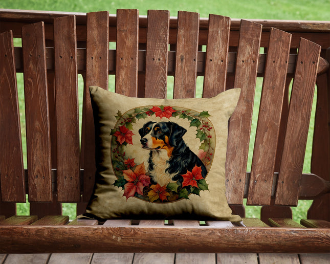 Appenzeller Sennenhund Christmas Flowers Throw Pillow-1