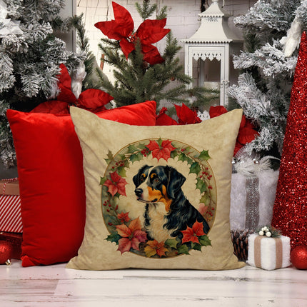 Appenzeller Sennenhund Christmas Flowers Throw Pillow-4