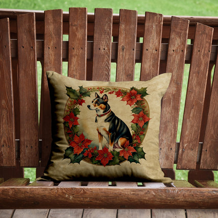 Basenji Christmas Flowers Throw Pillow-1