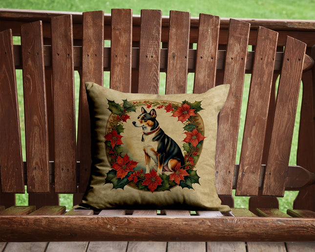 Basenji Christmas Flowers Throw Pillow-1