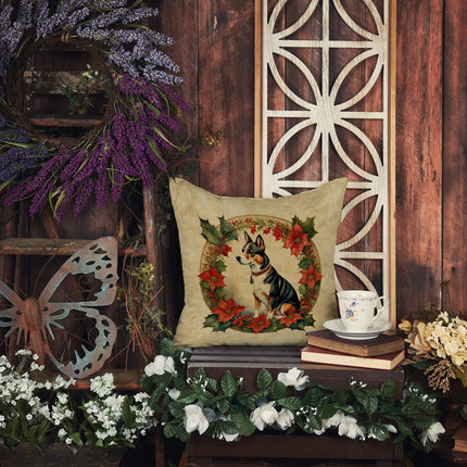 Basenji Christmas Flowers Throw Pillow-3