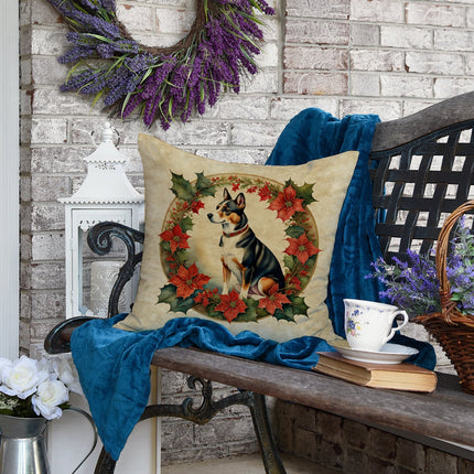 Basenji Christmas Flowers Throw Pillow-3