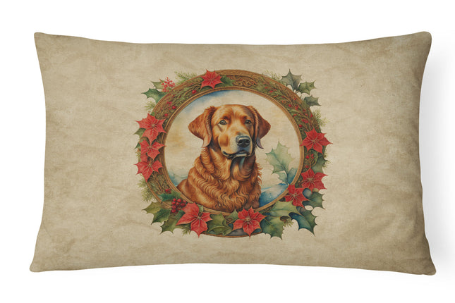 Chesapeake Bay Retriever Christmas Flowers Throw Pillow-0