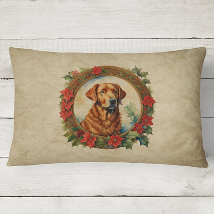 Chesapeake Bay Retriever Christmas Flowers Throw Pillow-1