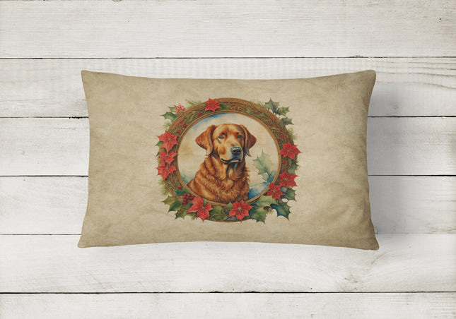 Chesapeake Bay Retriever Christmas Flowers Throw Pillow-1
