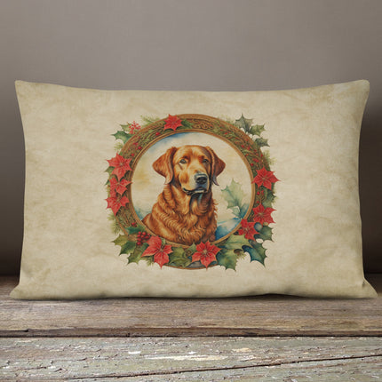 Chesapeake Bay Retriever Christmas Flowers Throw Pillow-3