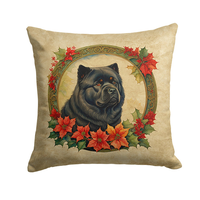 Chow Chow Christmas Flowers Throw Pillow-0