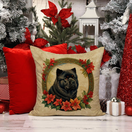 Chow Chow Christmas Flowers Throw Pillow-1