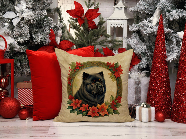 Chow Chow Christmas Flowers Throw Pillow-1