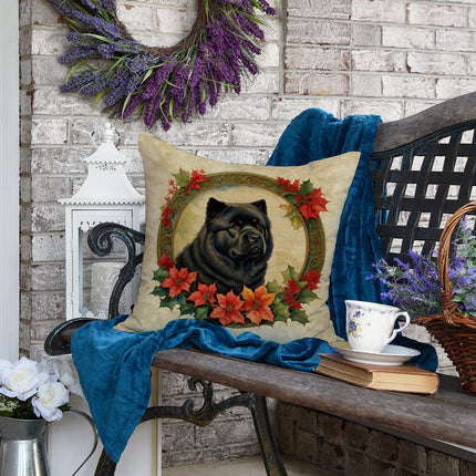 Chow Chow Christmas Flowers Throw Pillow-3