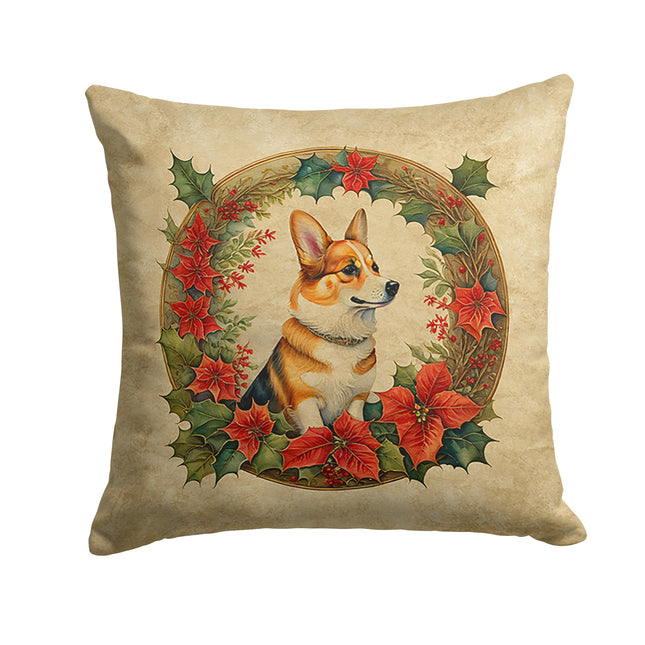 Corgi Christmas Flowers Throw Pillow-0