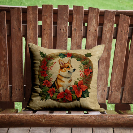 Corgi Christmas Flowers Throw Pillow-1