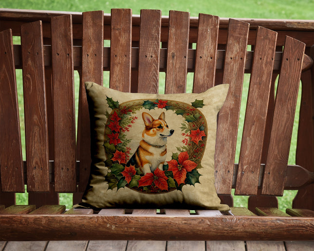 Corgi Christmas Flowers Throw Pillow-1