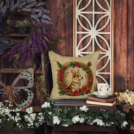 Corgi Christmas Flowers Throw Pillow-3