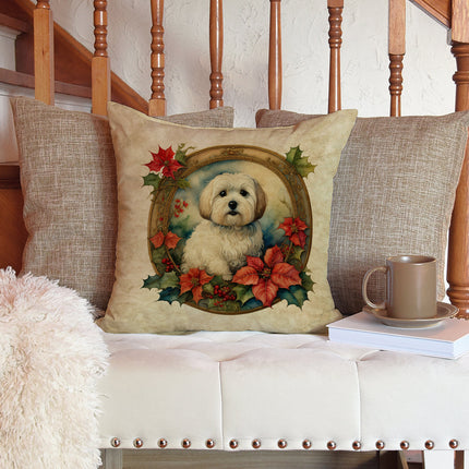 Coton De Tulear Christmas Flowers Throw Pillow-2