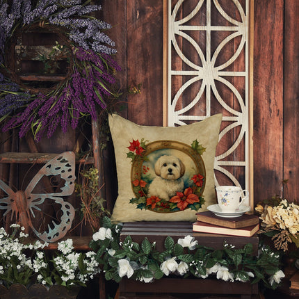 Coton De Tulear Christmas Flowers Throw Pillow-3