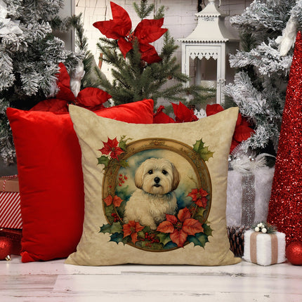 Coton De Tulear Christmas Flowers Throw Pillow-4