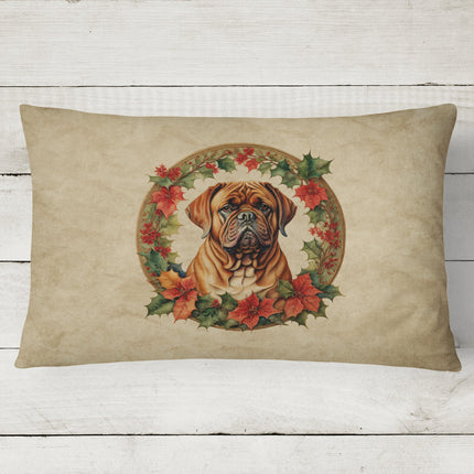 Dogue de Bordeaux Christmas Flowers Throw Pillow-1