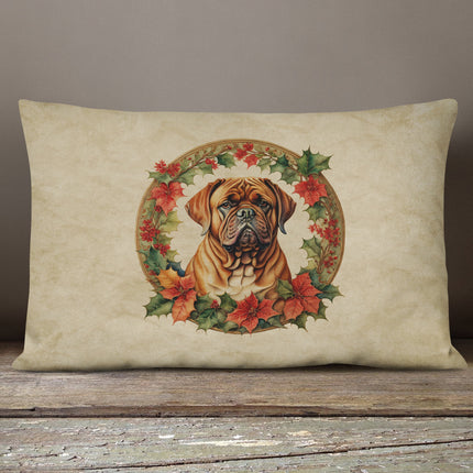 Dogue de Bordeaux Christmas Flowers Throw Pillow-3