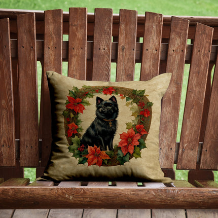 German Spitz Christmas Flowers Throw Pillow-1