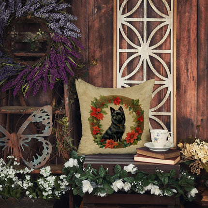 German Spitz Christmas Flowers Throw Pillow-3