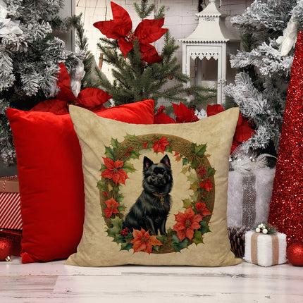 German Spitz Christmas Flowers Throw Pillow-4