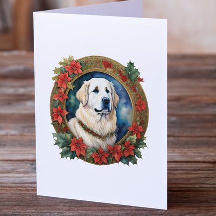 Great Pyrenees Christmas Flowers Greeting Cards Pack of 8-1