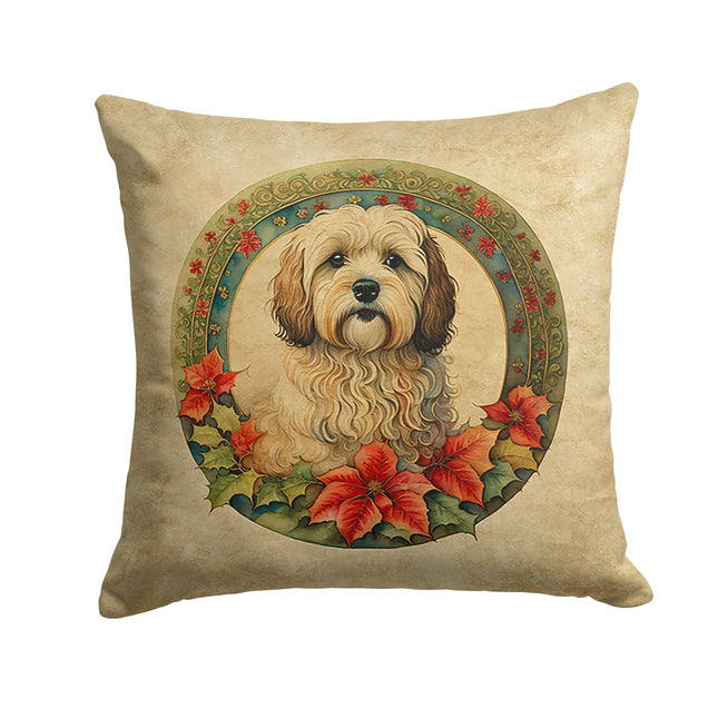 Havanese Christmas Flowers Throw Pillow-0