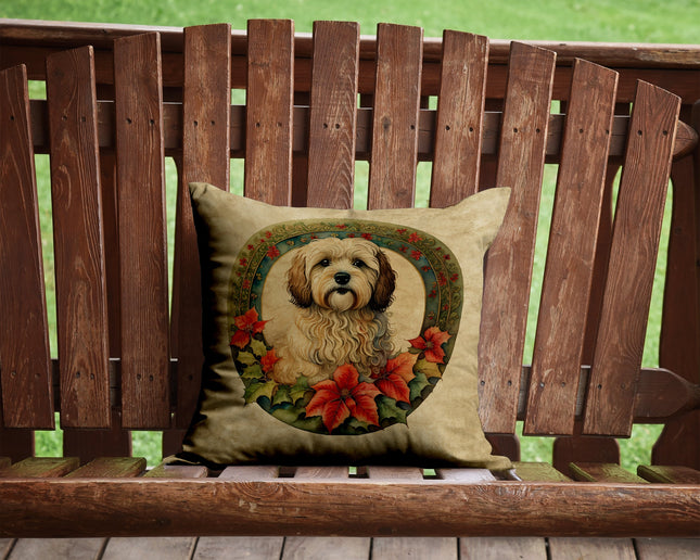 Havanese Christmas Flowers Throw Pillow-1