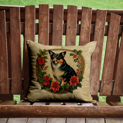 Lancashire Heeler Christmas Flowers Throw Pillow-1