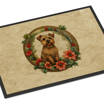 Norfolk Terrier Christmas Flowers Doormat-0