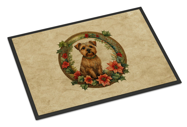 Norfolk Terrier Christmas Flowers Doormat-0