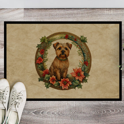Norfolk Terrier Christmas Flowers Doormat-1