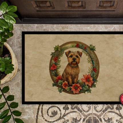Norfolk Terrier Christmas Flowers Doormat-2