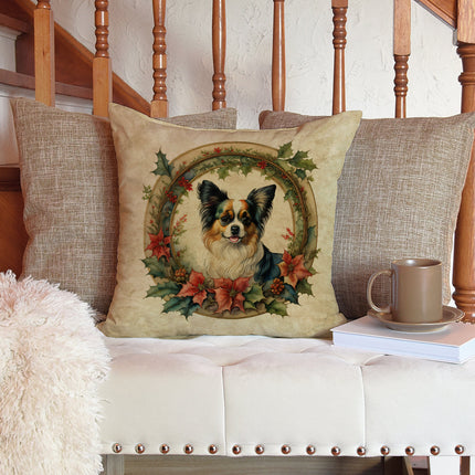 Papillon Christmas Flowers Throw Pillow-2