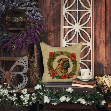 Shar Pei Christmas Flowers Throw Pillow-3