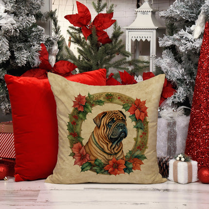 Shar Pei Christmas Flowers Throw Pillow-4