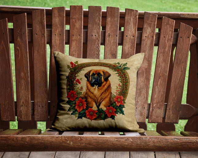 Tibetan Mastiff Christmas Flowers Throw Pillow-1